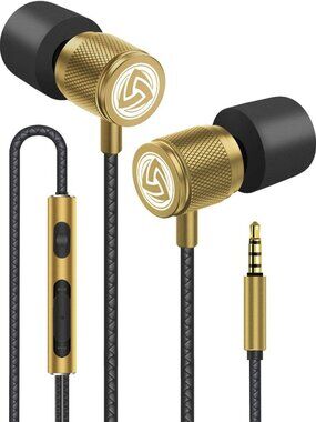 Noise-Isolating In-Ear Headphones with Microphone, Memory Foam, Gold - Perfect